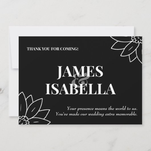 おしゃれなモノクロ フラット サンクス カード (正面)