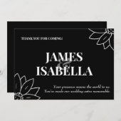 おしゃれなモノクロ フラット サンクス カード (正面/裏面)