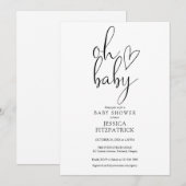 おしゃれなモノクロ ベビーシャワー（性別問わず） 招待状 (正面/裏面)