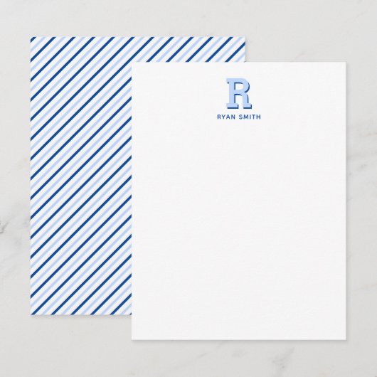 おしゃれなモノグラムとストライプのメモカード ノートカード (正面/裏面)