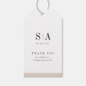 おしゃれなモノグラムのミニマルウェディング ギフトタグ (正面)