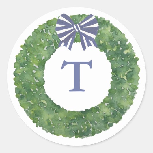 おしゃれなモノグラムのリース封筒シール ラウンドシール (正面)