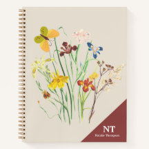 おしゃれなモノグラムの名前とイニシャルが入ったフラワーバーズグンディ