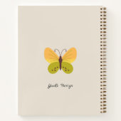 おしゃれなモノグラムの名前とイニシャルが入ったフラワーバーズグンディ ノートブック (裏面)