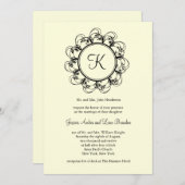 おしゃれなモノグラムの結婚式招待状（オフホワイト） 招待状 (正面/裏面)
