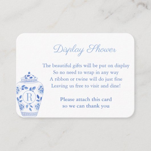 おしゃれなモノグラムジンジャージャー結婚式ディスプレイシャワー エンクロージャーカード (正面)