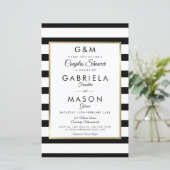 おしゃれなモノグラムストライプ カップルシャワー招待状 (スタンド正面)
