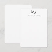 おしゃれなモノグラム ブラック ホワイト エレガント モダン カップル サンキューカード (正面/裏面)