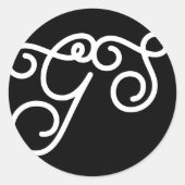 おしゃれなモノグラム ブラック&ホワイト ラウンドシール (正面)