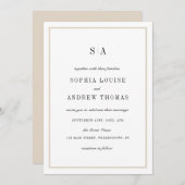 おしゃれなモノグラム ミニマル ウェディング 招待状 (正面/裏面)