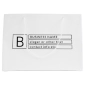 おしゃれなモノグラム & 企業名（またはその他のテキスト） ラージペーパーバッグ (正面)