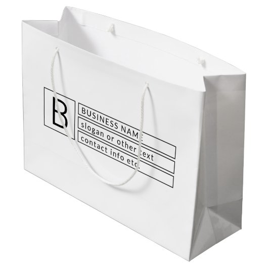 おしゃれなモノグラム & 企業名（またはその他のテキスト） ラージペーパーバッグ (裏面アングル)