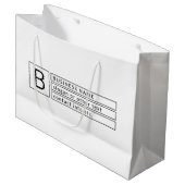 おしゃれなモノグラム & 企業名（またはその他のテキスト） ラージペーパーバッグ (正面アングル)