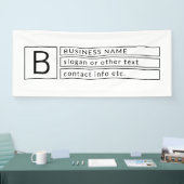 おしゃれなモノグラム & 企業名（またはその他のテキスト） 横断幕 (トレードショー)