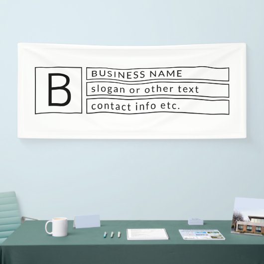 おしゃれなモノグラム & 企業名（またはその他のテキスト） 横断幕 (トレードショー)