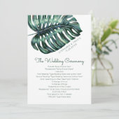 おしゃれなモンステラの葉のビーチアイランドウェディングプログラム プログラム (スタンド正面)
