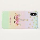 おしゃれなユニコーン 星 花 ゴールド コンフェティ Case-Mate iPhoneケース (裏面(横))