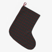 おしゃれなユニークなグレーと赤の愛 ラージクリスマスストッキング (正面 (吊り時))