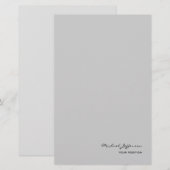 おしゃれなユニークな手書き文字の名前グレー 便箋 (正面/裏面)