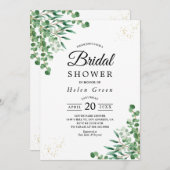 おしゃれなユーカリの葉のブライダルシャワー（予算内で） 招待状 (正面/裏面)