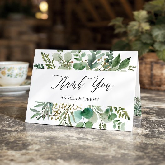 おしゃれなユーカリの葉の感謝カード サンキューカード