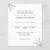 おしゃれなユーカリカリグラフィー結婚式招待状 チラシ (正面)