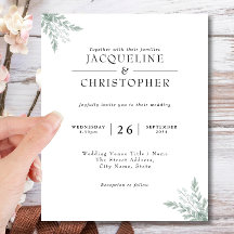 おしゃれなユーカリカリグラフィー結婚式招待状