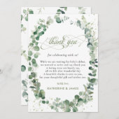 おしゃれなユーカリグリーンのベイビーシャワーお誕生日会 サンキューカード (正面/裏面)