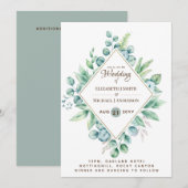 おしゃれなユーカリグリーンのモダンな結婚式の招待状 招待状 (正面/裏面)