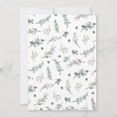 おしゃれなユーカリ モノグラム リース リハーサル ディナー 招待状 (裏面)