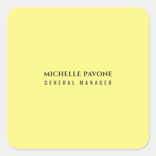 おしゃれなライトイエロー シンプル プレーン プロフェッショナル スクエアシール (正面)