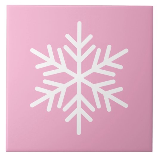 おしゃれなライトピンクの北欧の雪の結晶 タイル (正面)