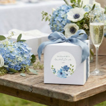 おしゃれなライトブルーの水彩花のブライズシャワー