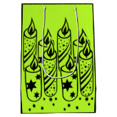 おしゃれなライムグリーンとブラックのキャンドル - クリスマス ミディアムペーパーバッグ (裏面)