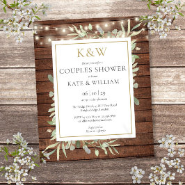 おしゃれなラインディングのモノグラム カップルシャワー 招待状