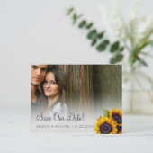 おしゃれなラスティックなひまわりのウェディング・セーブ・ザ・デート写真 案内ポストカード (スタンド正面)