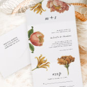 おしゃれなラスティック フラワーの結婚式  オールインワン招待状