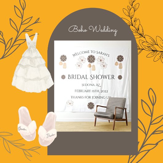 おしゃれなラスティック フラワー ボヘミア ウェディング タペストリー