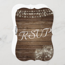 おしゃれなラスティック メイソンジャー ライト 返信カード 招待状