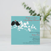 おしゃれなラブバードのブライダルシャワー招待状 招待状 (スタンド正面)