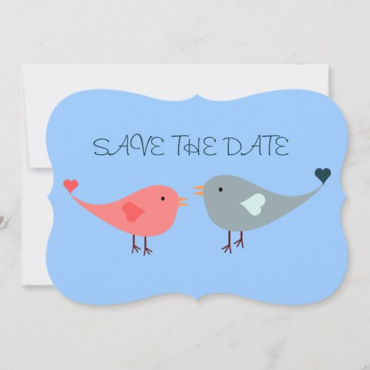 おしゃれなラブバードの結婚発表 招待状 (正面)