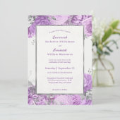 おしゃれなラベンダーシルバー花柄オーダーメイドウェディング 招待状 (スタンド正面)