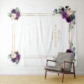 おしゃれなラベンダー フラワーズ ゴールド 18歳の誕生日 フォトプロップ タペストリー (インサイチュ(横))