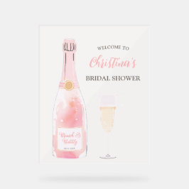 おしゃれなランチとバブルリーシャンパン ブライダルシャワーのウェルカムサイン アクリルサイン