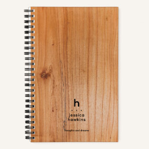 おしゃれなリッチな木目調 現代の丸いモノグラム ノートブック