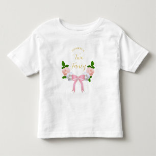 おしゃれなリボンと花のバースデー トドラーTシャツ