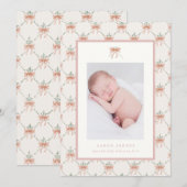 おしゃれなリボンのトレリス 出生お知らせ 招待状 (正面/裏面)