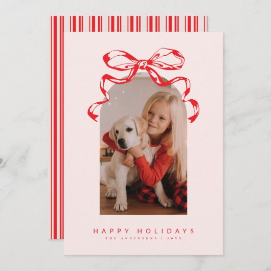 おしゃれなリボンの蝶結びの写真 ホリデー/クリスマス シーズンカード (正面/裏面)