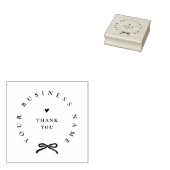 おしゃれなリボン丸型 エレガントなビジネス名 サンクス ラバースタンプ (押印)