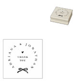 おしゃれなリボン丸型 エレガントな結婚式のお礼 ラバースタンプ (押印)